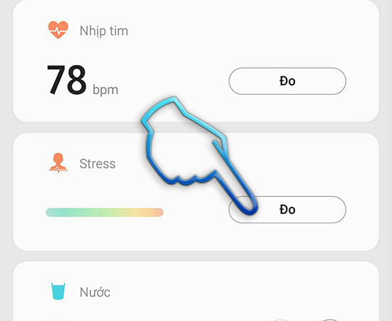 - Bước 5: Bấm vào đo stress để cảm biến đo chỉ số tổng hợp.