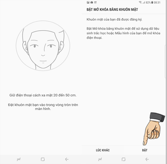  Bước 5: Quét khuôn mặt và bật bảo mật.
