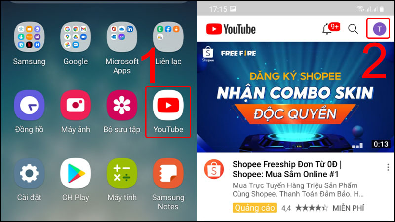 Truy cập tài khoản YouTube