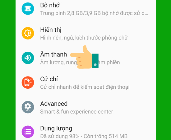 Bước 2: Chọn Âm thanh.